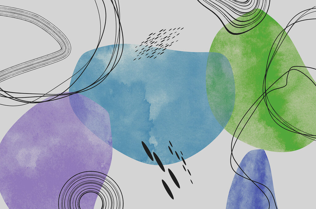 Pete colorate printre linii — design complet