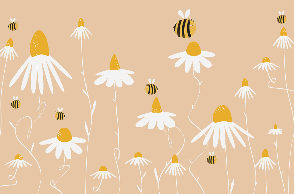 Albinuțe deasupra florilor albe — design complet