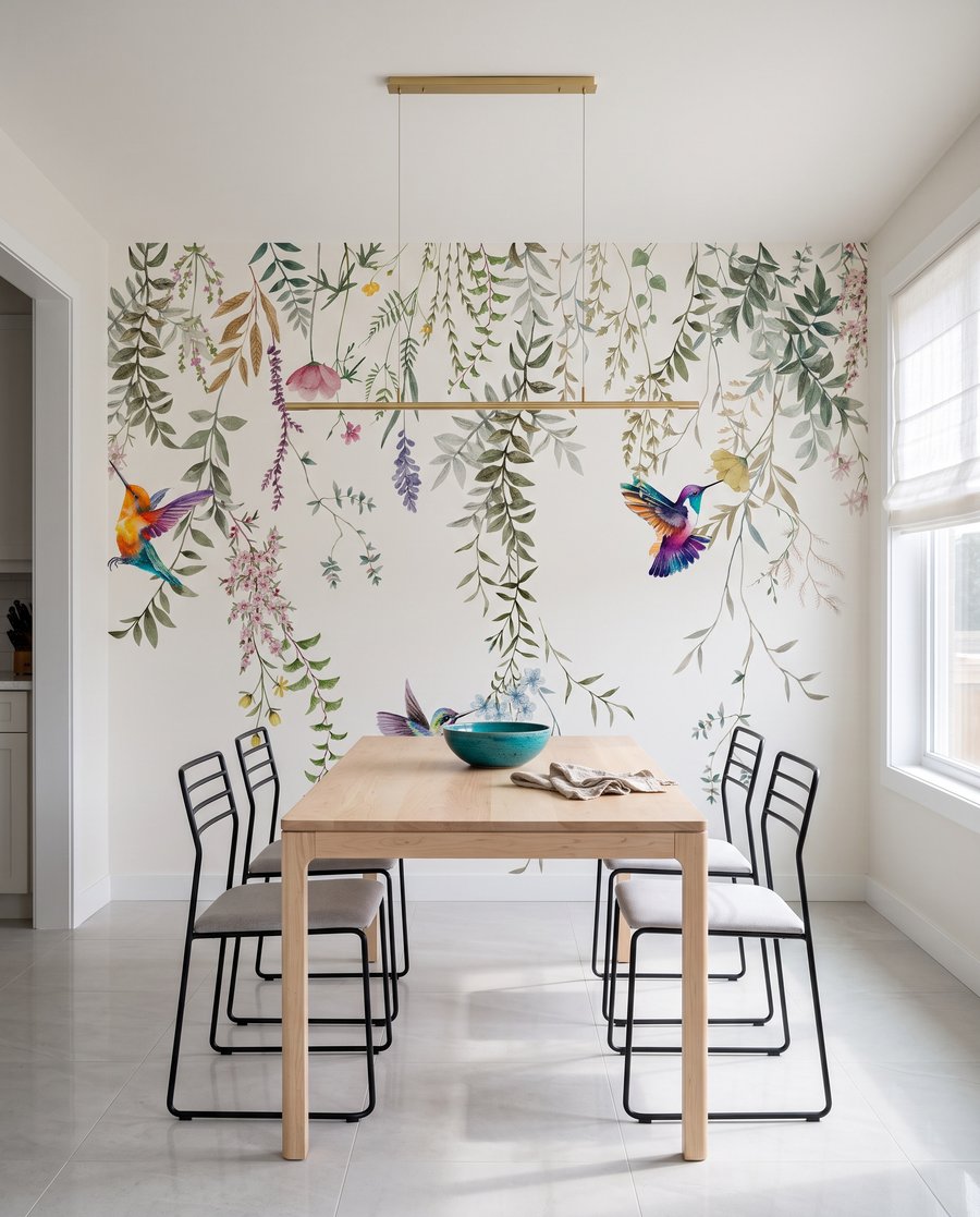 Colibri printre ghirlande într-un interior