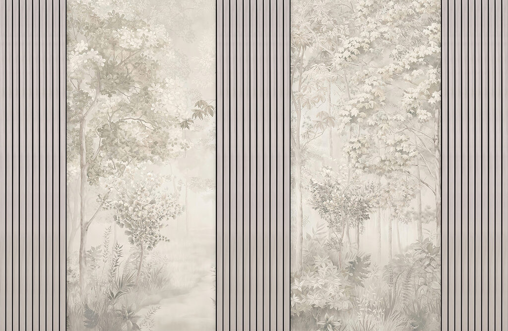 Pădure printre lamele verticale — design complet