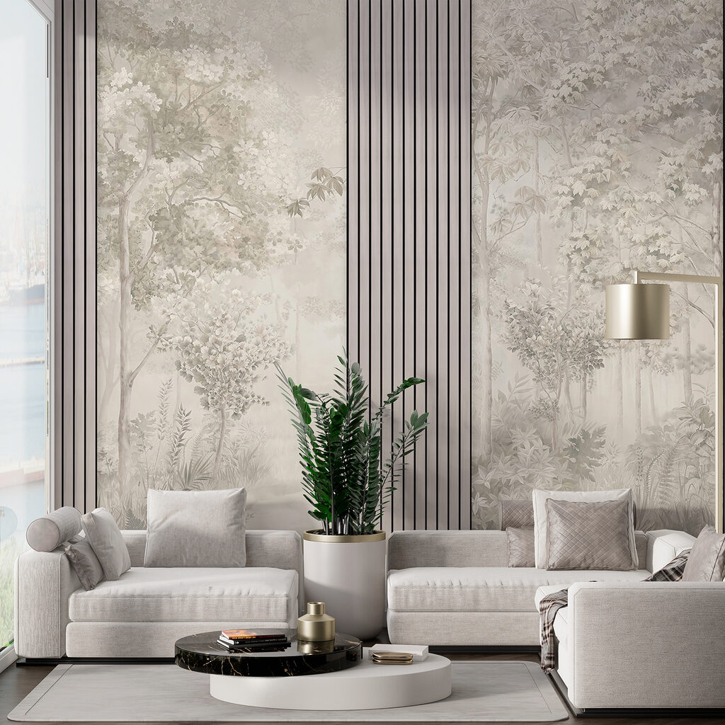 Pădure printre lamele verticale — interior 1