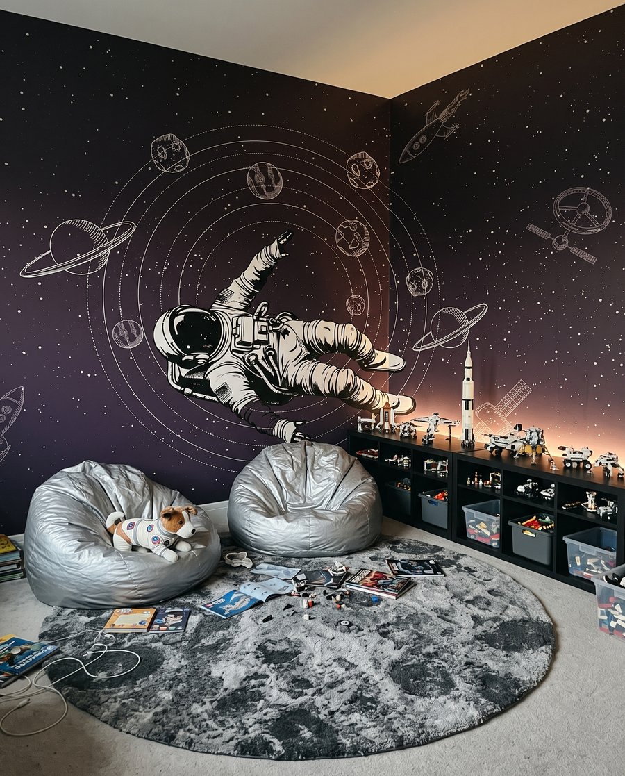 Astronaut între orbite într-un interior