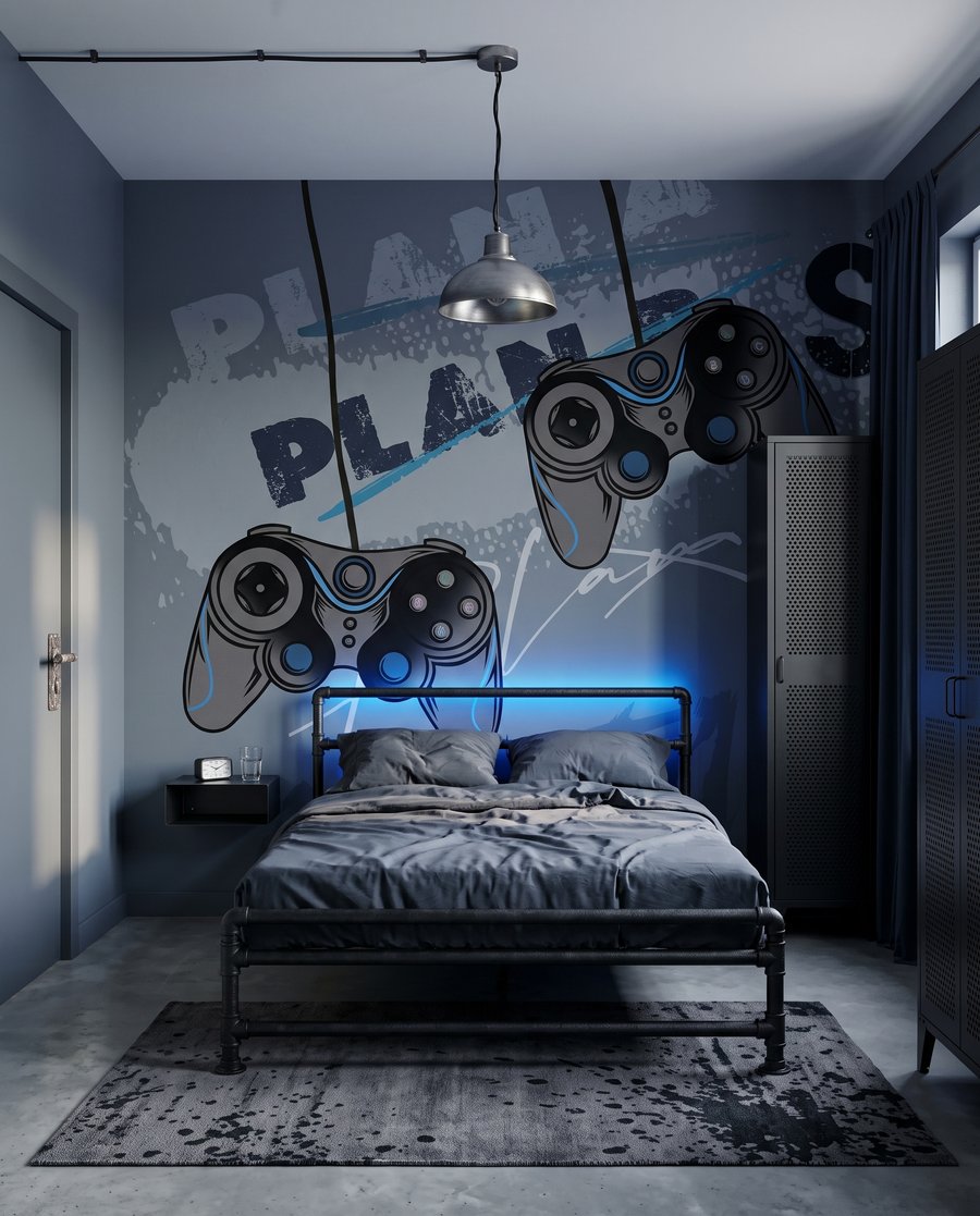 Joystick-uri printre cuvinte într-un interior