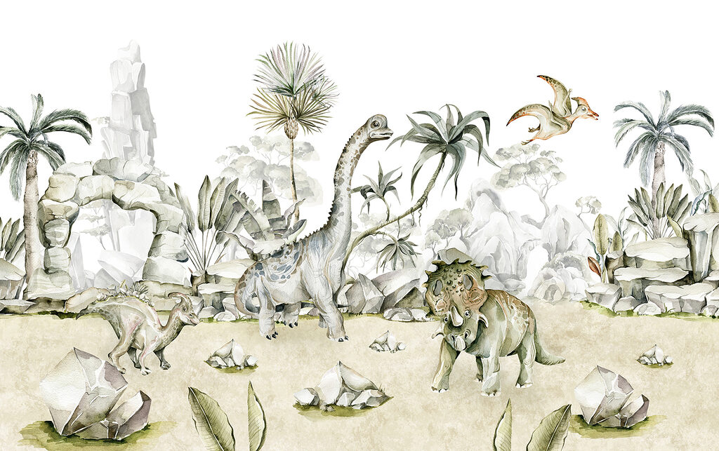 Dinozauri printre stânci — design complet