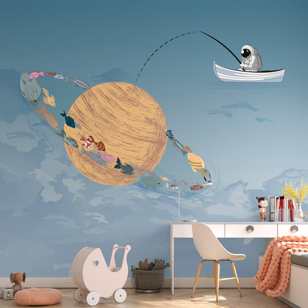 Astronaut pescuind planete — interior 1