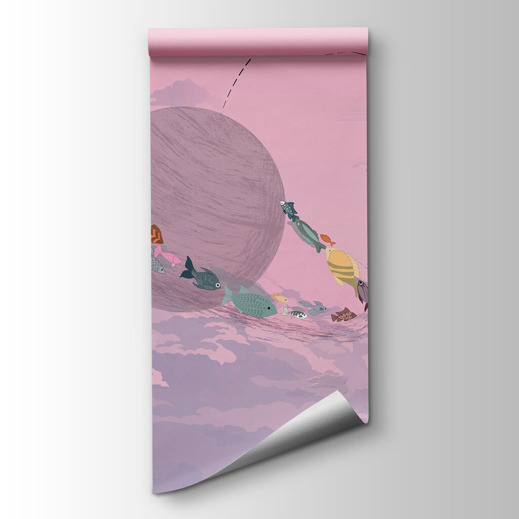 Astronaut pescuind planete — vizualizare produs