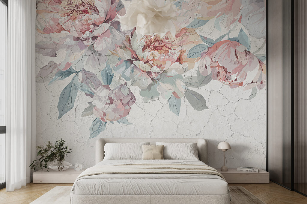 Pioni pastel deasupra vopselei — interior 1