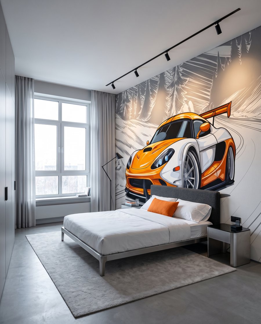 Mașină sport portocalie — interior 2