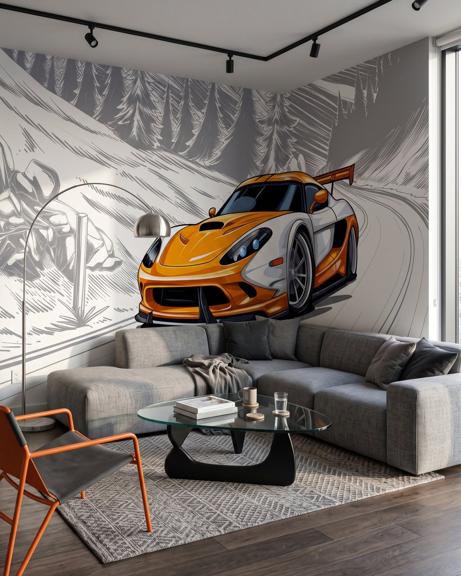 Mașină sport portocalie — interior 3