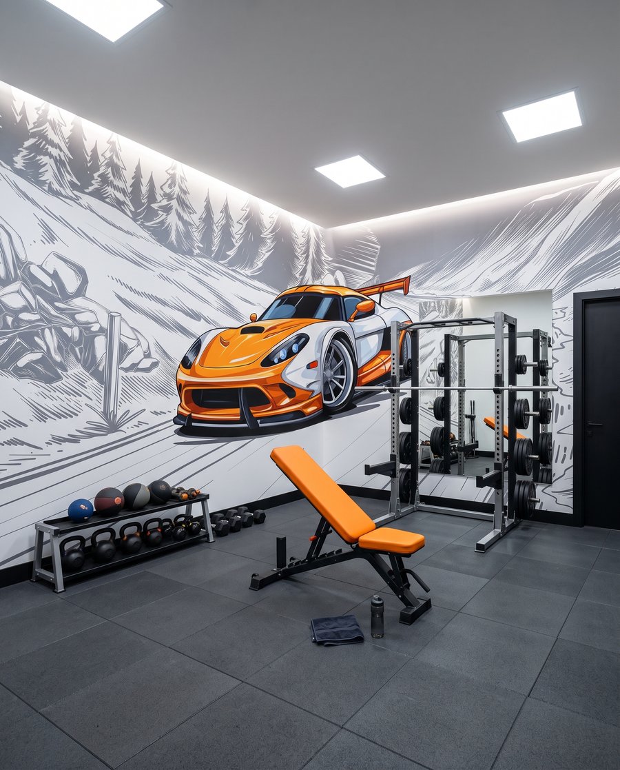Mașină sport portocalie — interior 6