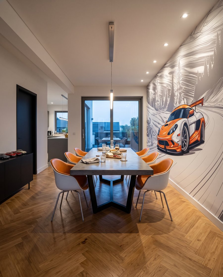 Mașină sport portocalie — interior 8