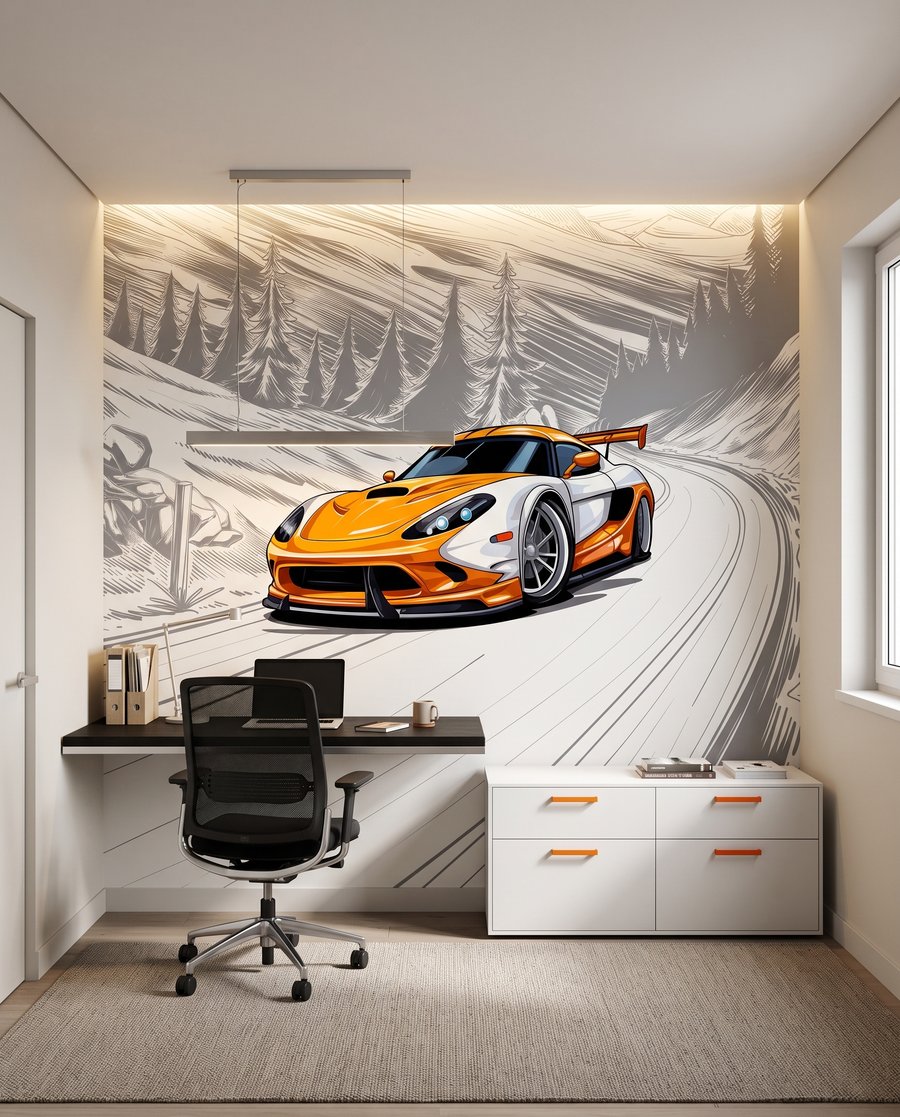 Mașină sport portocalie — interior 9