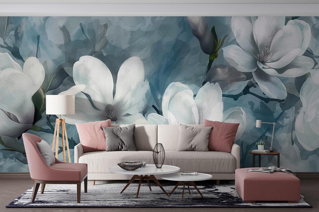 Magnolie albă pe albastru — interior 2
