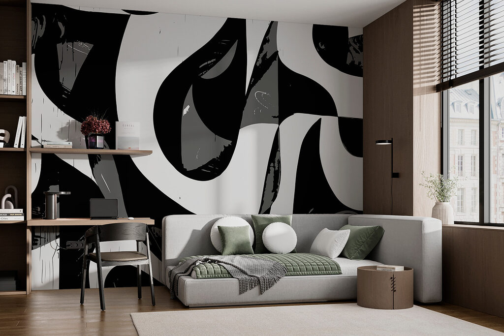 Alb-negru în pete mari — interior 1