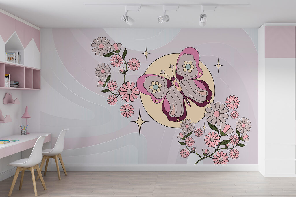 Fluture deasupra florilor roz — interior 3