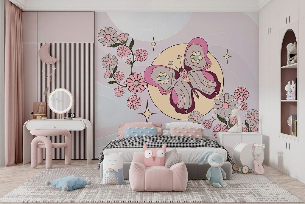 Fluture deasupra florilor roz — interior 4