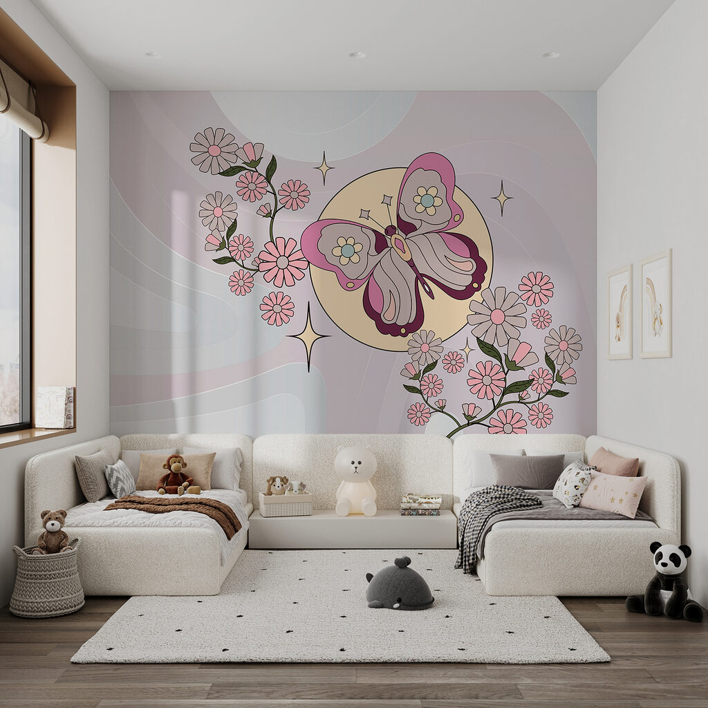 Fluture deasupra florilor roz — interior 5