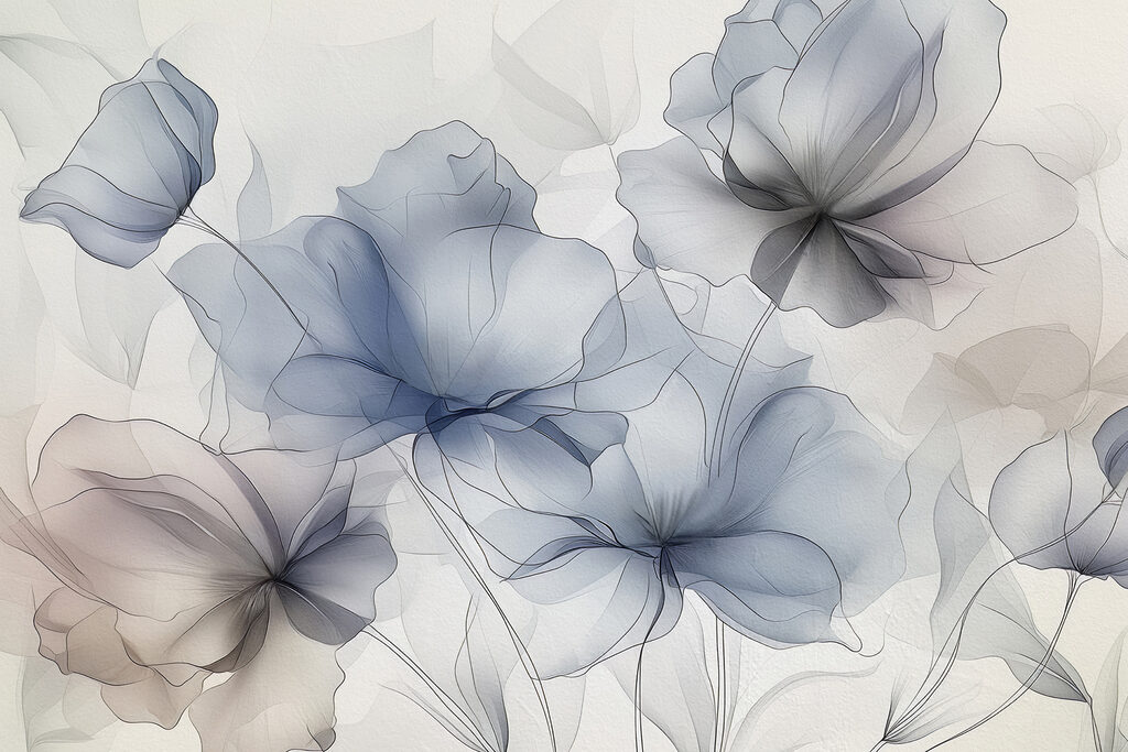 Flori gri-albastre — design complet