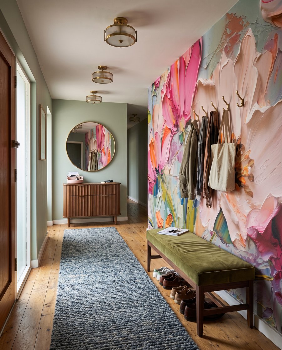 Flori roz în tușe — interior 5