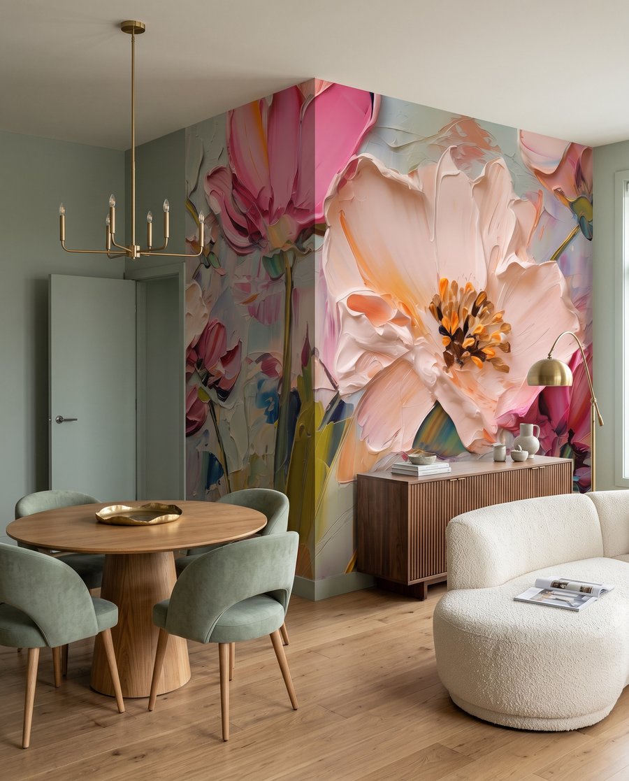 Flori roz în tușe — interior 8