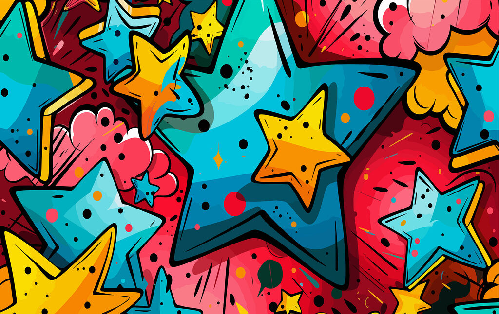 Stele colorate, stil graffiti — design complet