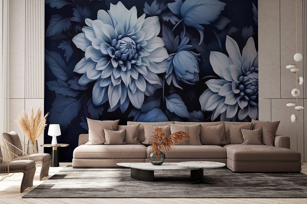 Dalii albastre pe bleumarin — interior 1