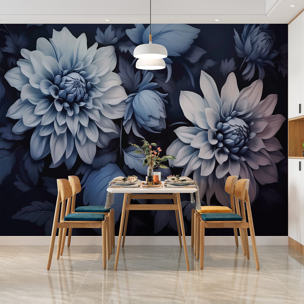 Dalii albastre pe bleumarin — interior 2