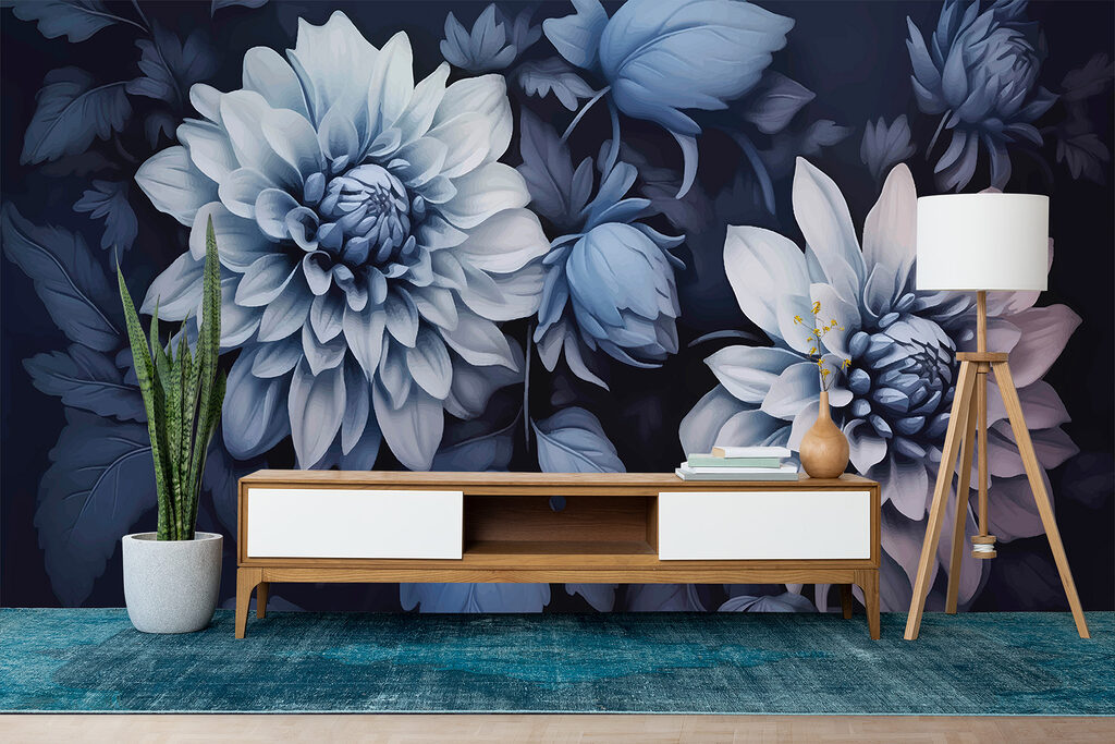 Dalii albastre pe bleumarin — interior 3