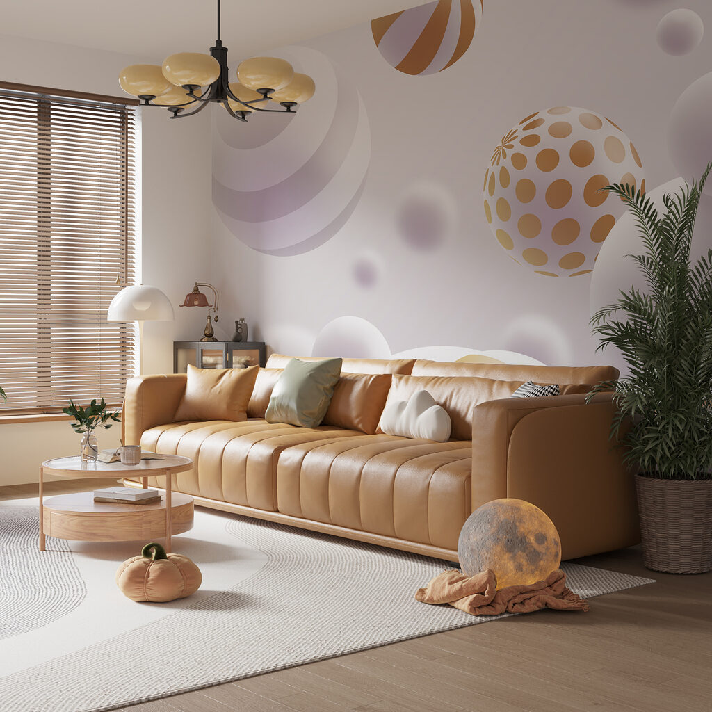 Sfere albe, accente aurii — interior 2