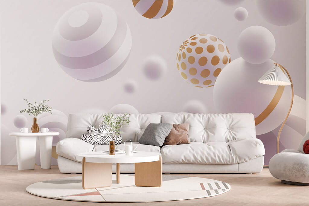 Sfere albe, accente aurii — interior 5