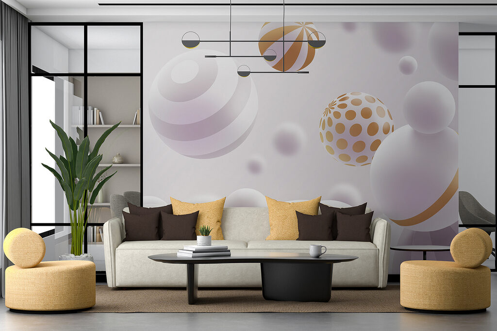 Sfere albe, accente aurii — interior 6