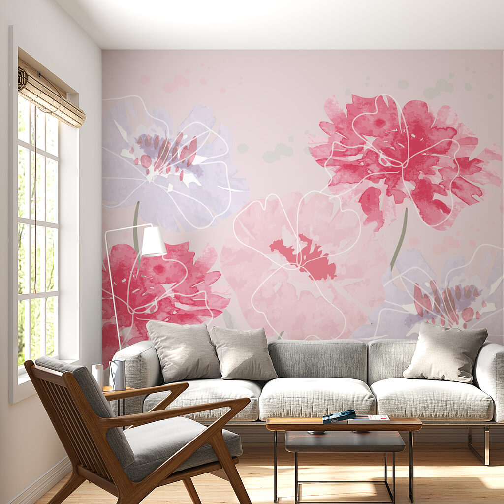Flori roz, contururi luminoase — interior 1