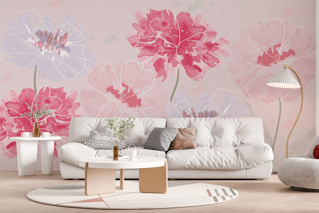 Flori roz, contururi luminoase — interior 2
