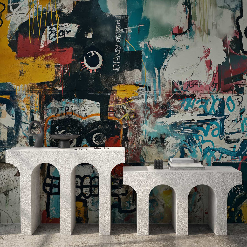 Semne colorate urbane într-un interior