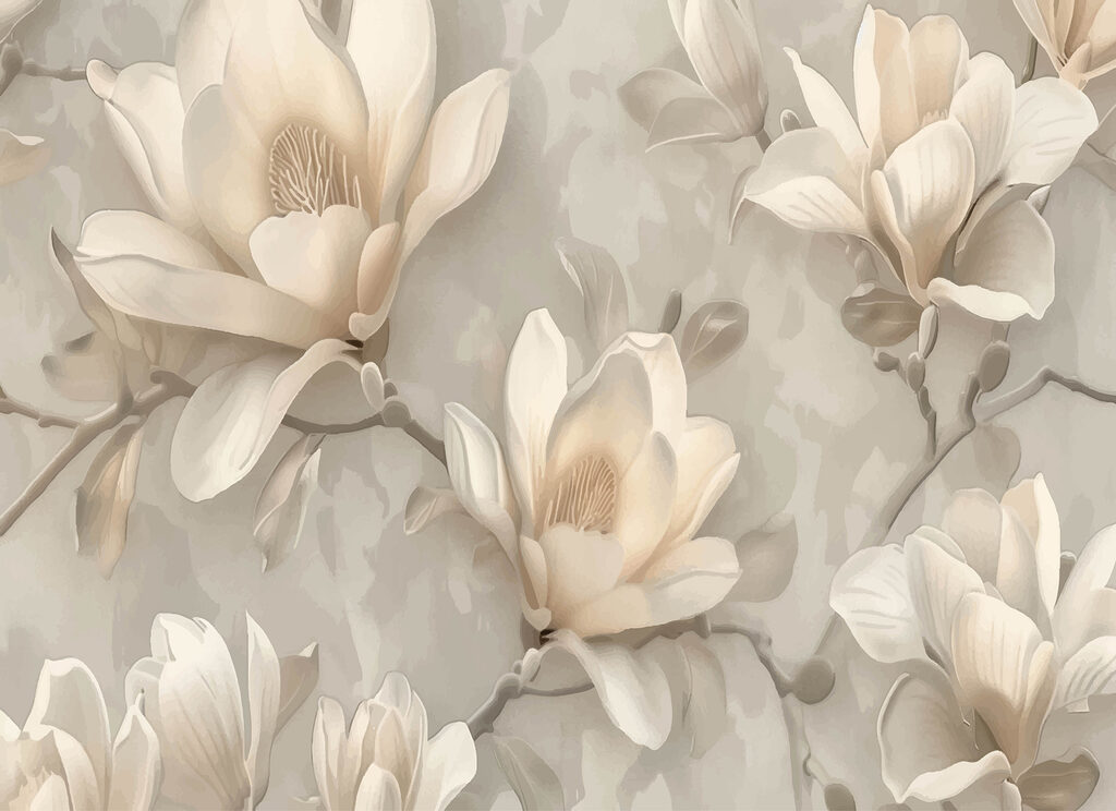 Magnolii în tonuri calde — design complet