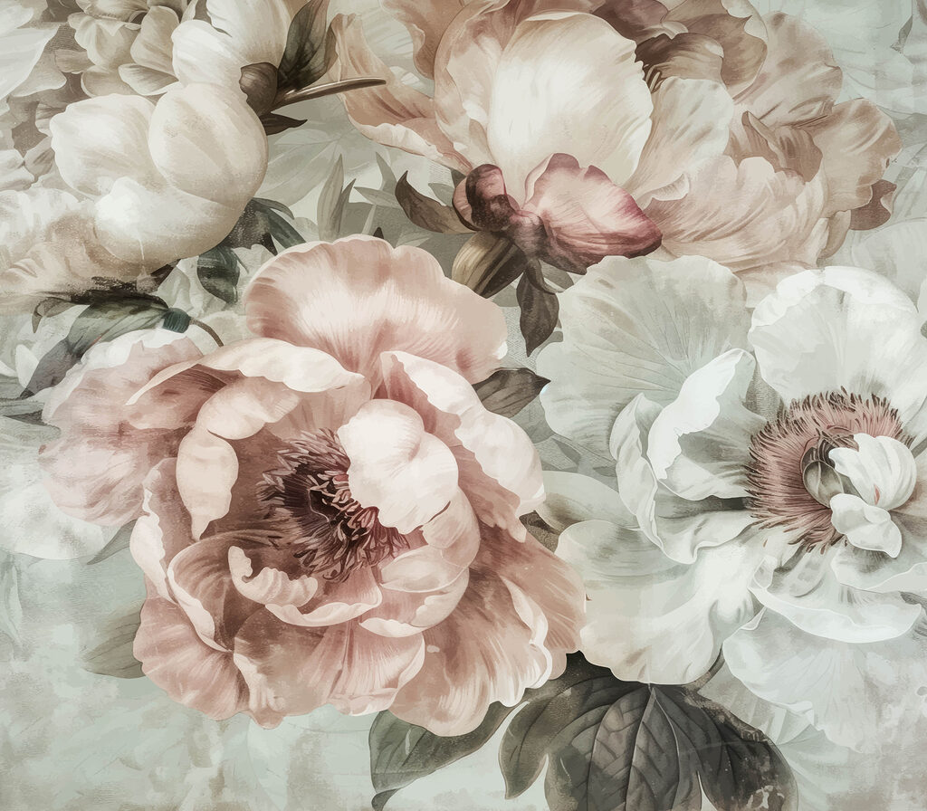 Flori roz estompate — design complet
