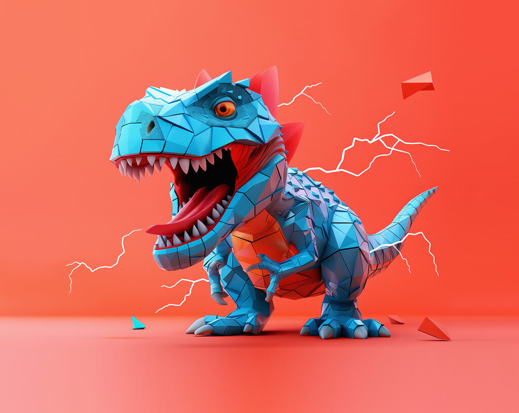 Dinozaur albastru — design complet