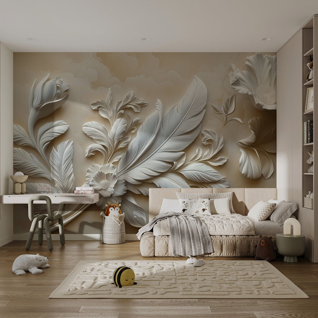 Ramură oblică pe bej — interior 5