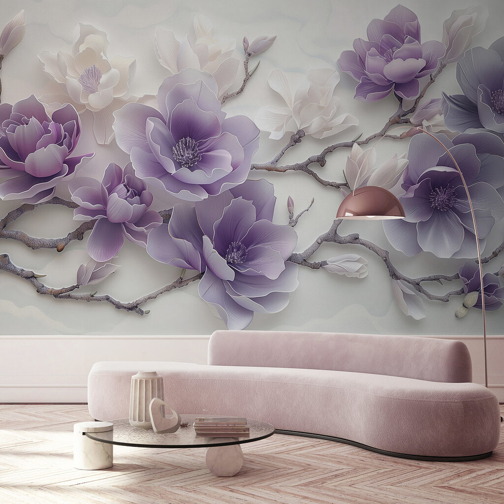 Flori lila, ramuri curbate — interior 3