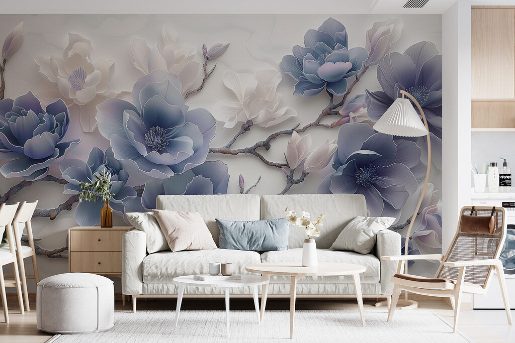 Flori lila, ramuri curbate — interior 1