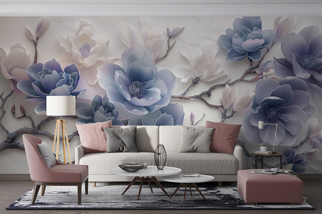 Flori lila, ramuri curbate — interior 2