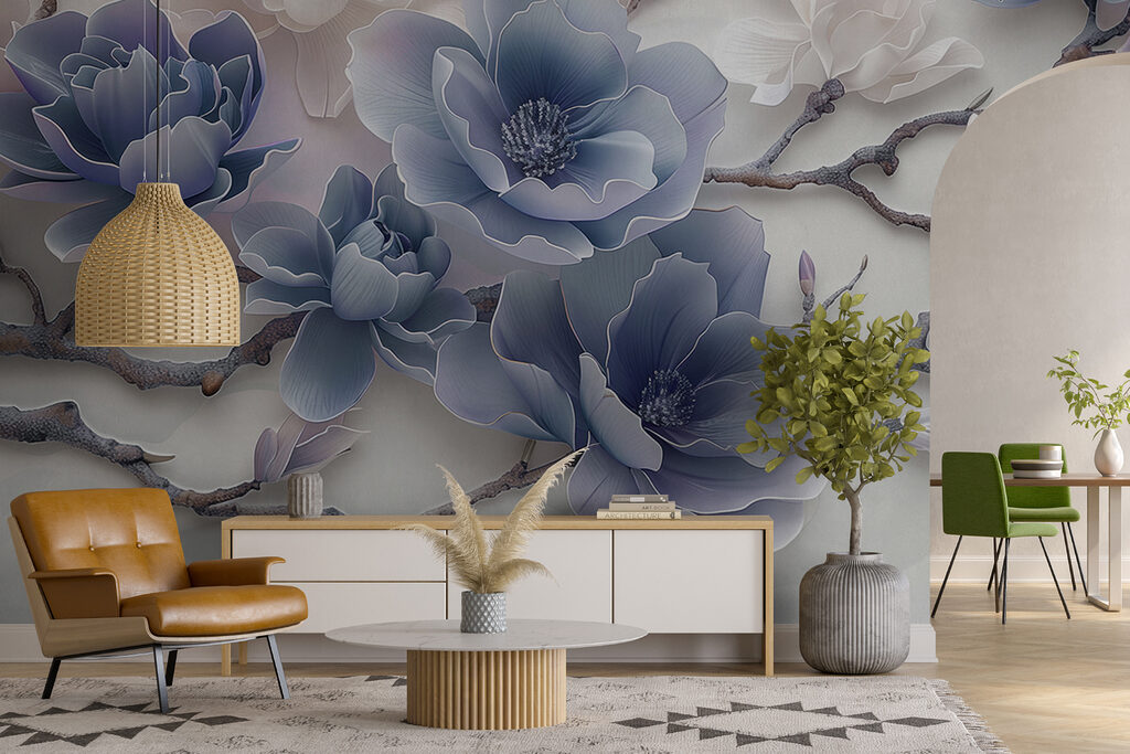 Flori lila, ramuri curbate — interior 3
