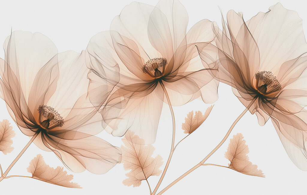 Flori transparente pe tulpini — design complet