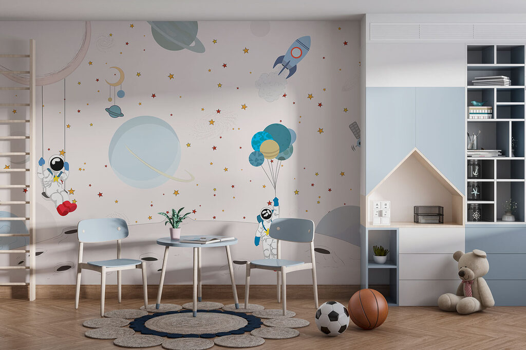 Astronauți printre figuri pastelate — interior 1