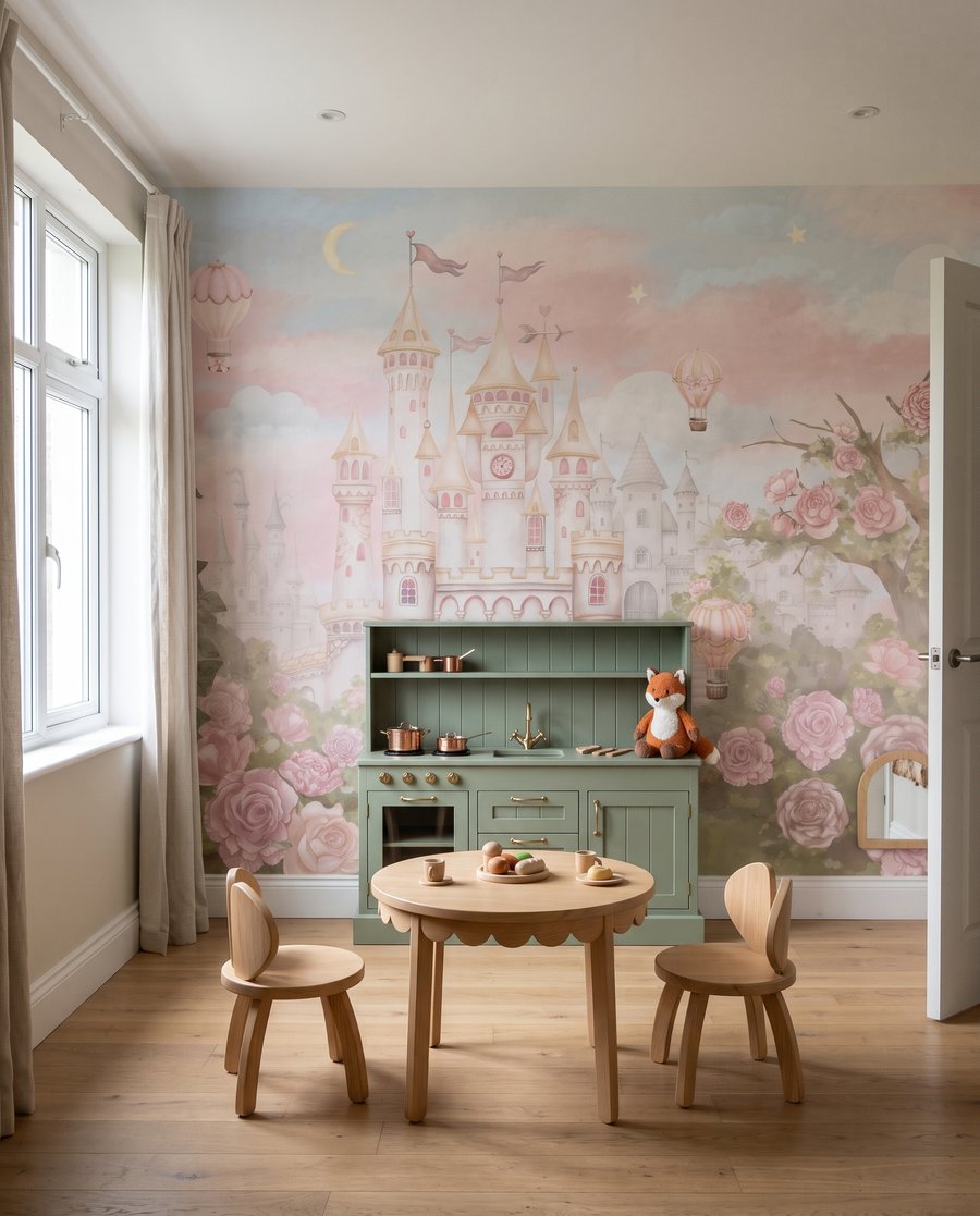Castel după trandafiri într-un interior