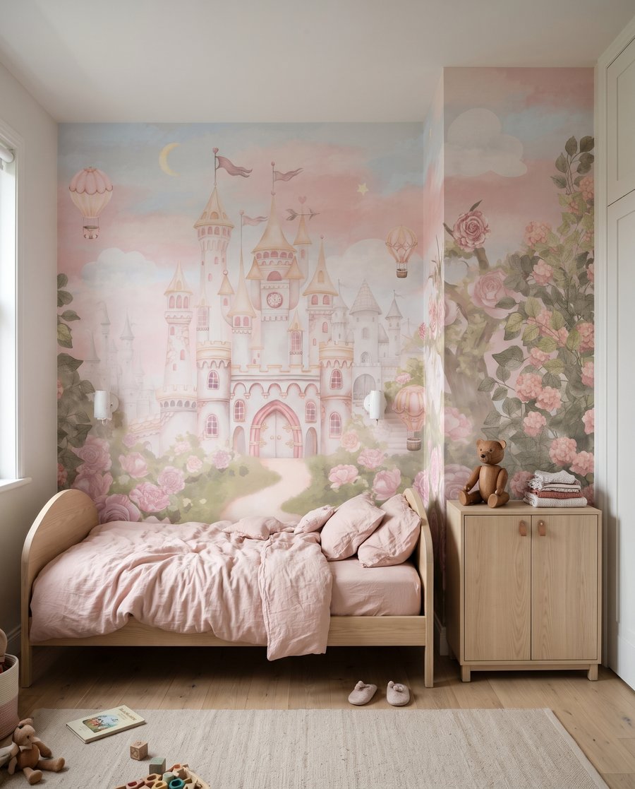 Castel după trandafiri într-un interior