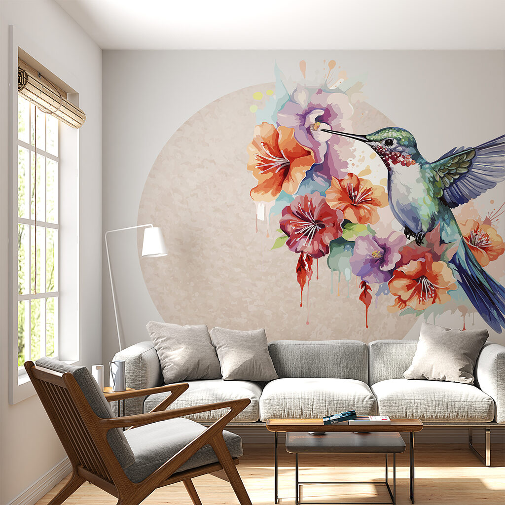 Colibri în cerc luminos într-un interior