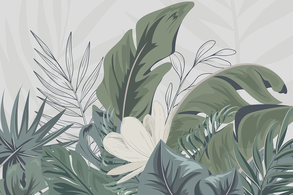 Frunze cu floare albă — design complet
