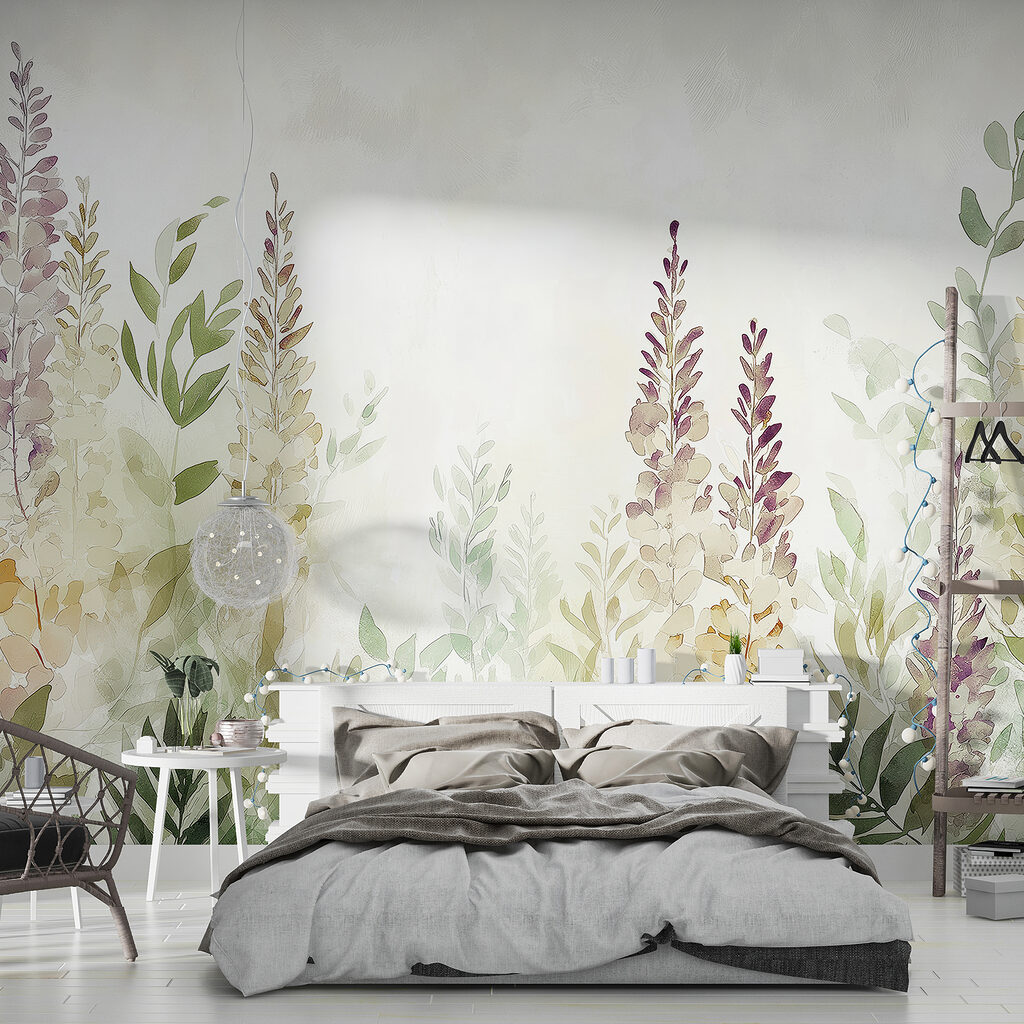Flori liliachii printre frunze — interior 1