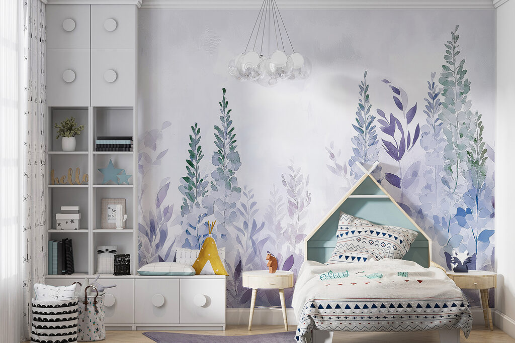 Flori liliachii printre frunze — interior 4
